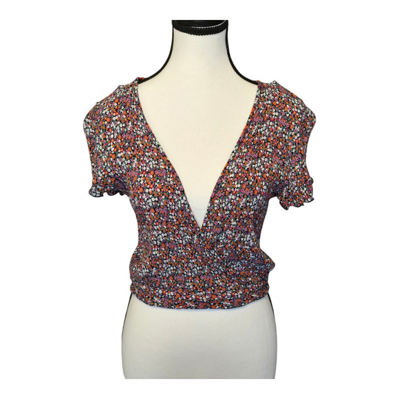 Patrons of Peace Womens Crop Top Size Small Floral Tie Back Bloomcore Festival - Picture 1 of 10